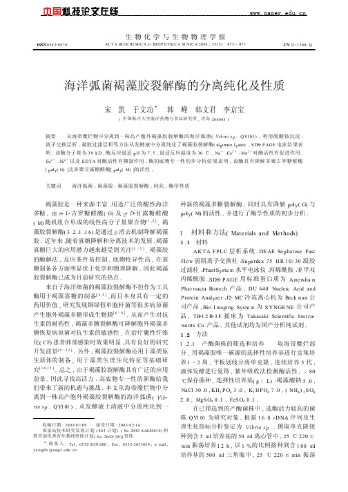 海洋弧菌褐藻胶裂解酶的分离纯化及性质