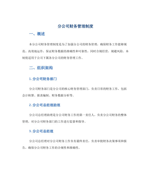 分公司财务管理制度