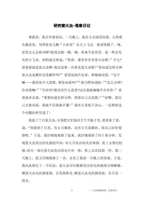 研究萤火虫-观察日记