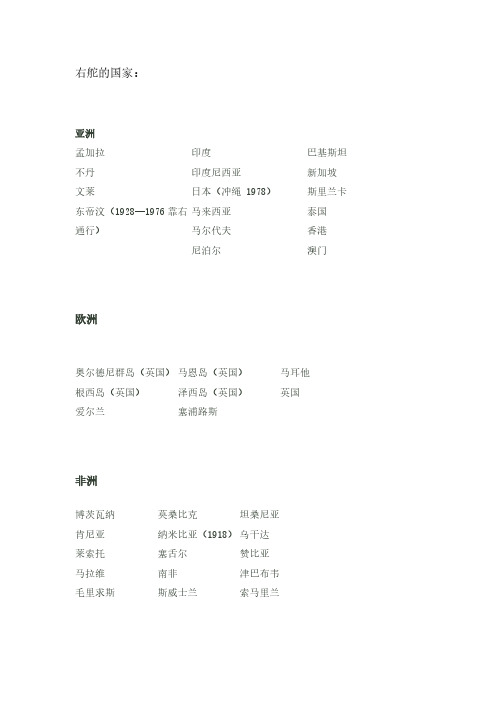 【免费下载】左舵 右舵 国家汇总