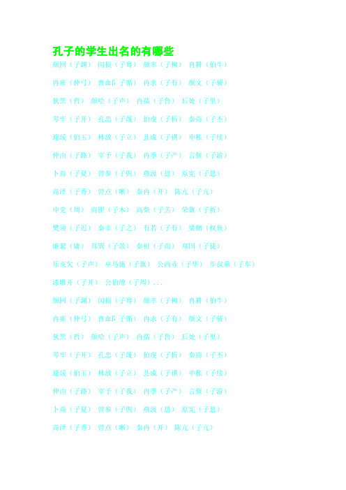 孔子的学生出名的有哪些