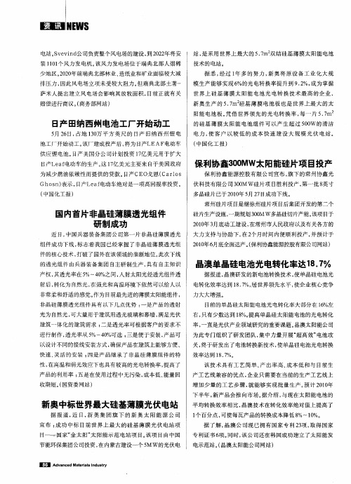 国内首片非晶硅薄膜透光组件研制成功