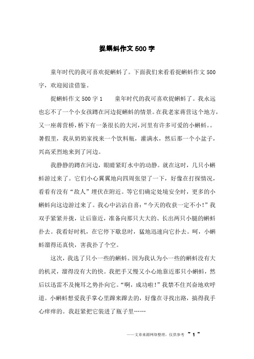 捉蝌蚪作文500字