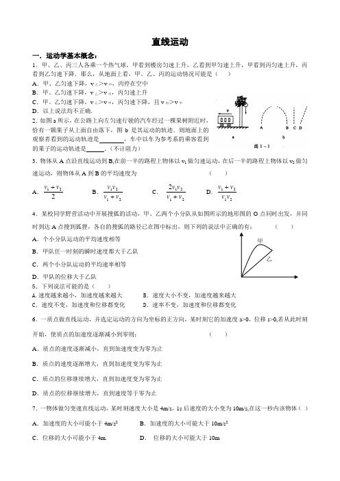 高三物理二轮复习综合训练(力学部分)直线运动