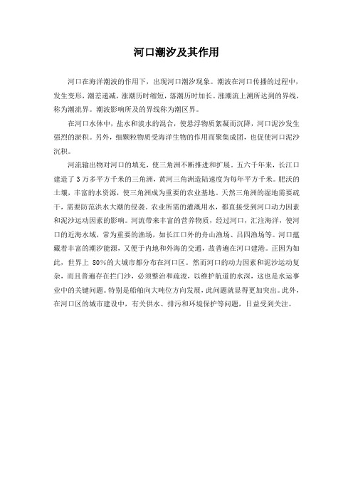 精品高中地理 河口潮汐及其作用
