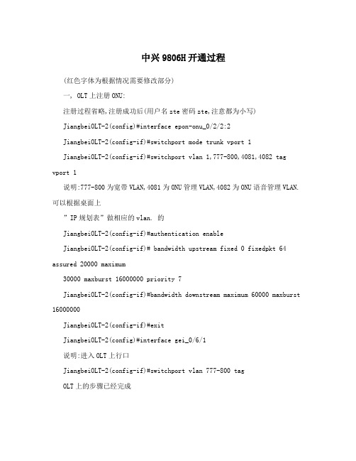 中兴9806H开通过程