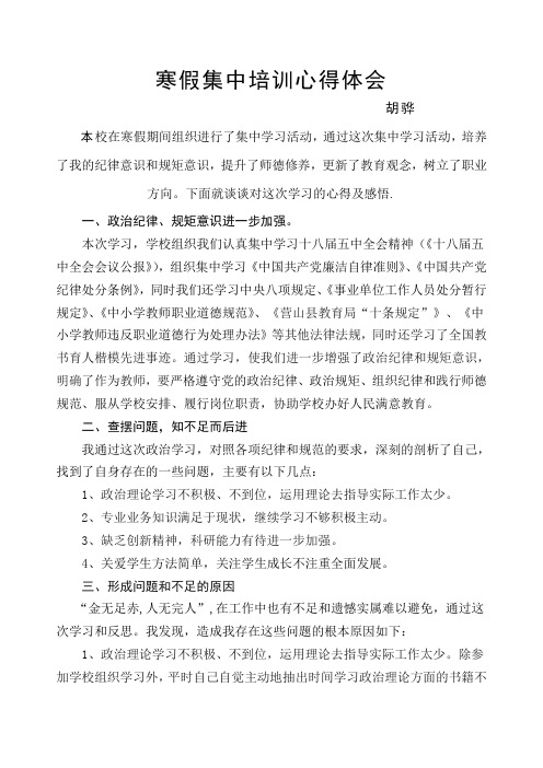 寒假集中学习心得体会