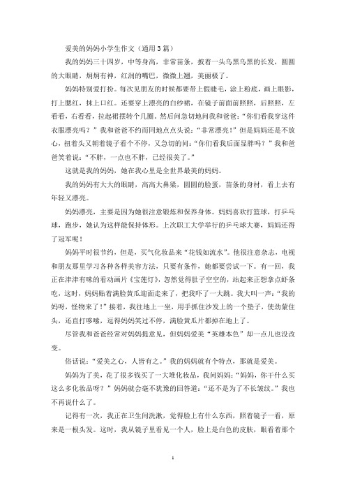爱美的妈妈小学生作文(通用3篇最新)
