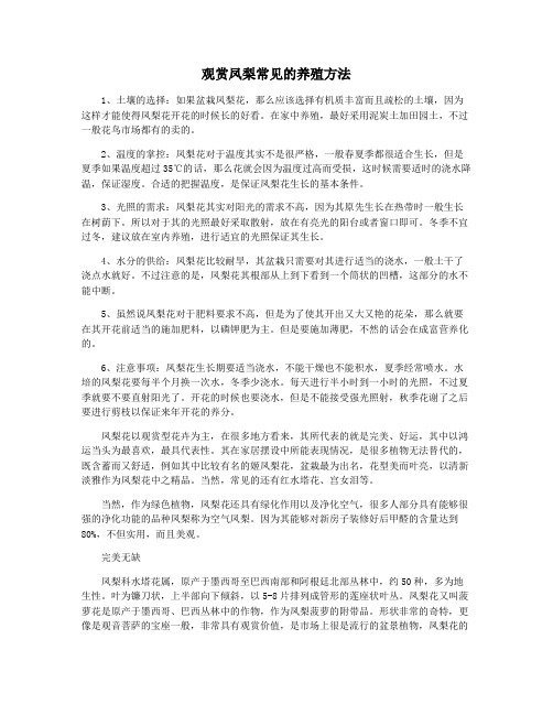 观赏凤梨常见的养殖方法