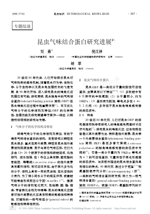 昆虫气味结合蛋白研究进展