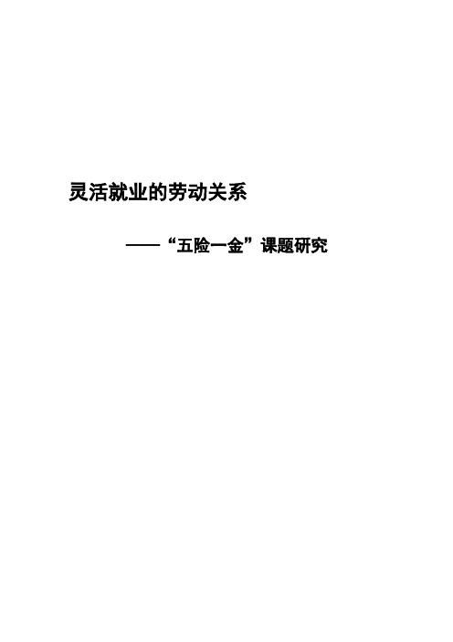 灵活就业的劳动关系“五险一金”课题研究