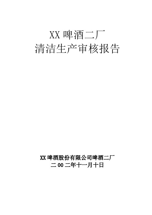啤酒厂清洁生产审核报告
