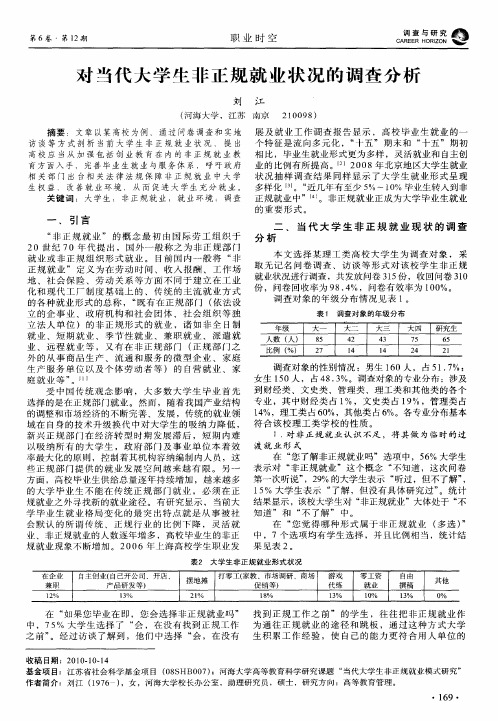 对当代大学生非正规就业状况的调查分析