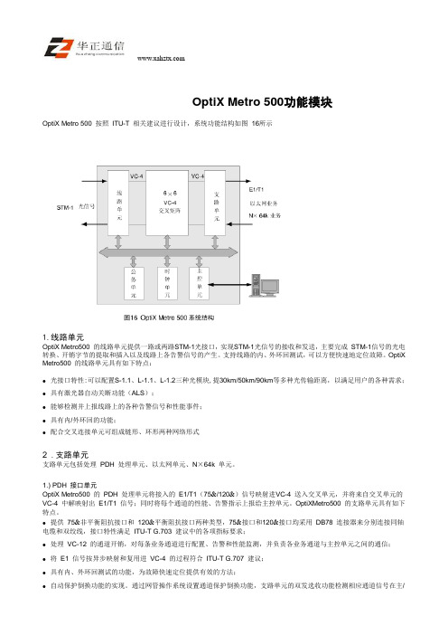 OptiX Metro500功能模块介绍