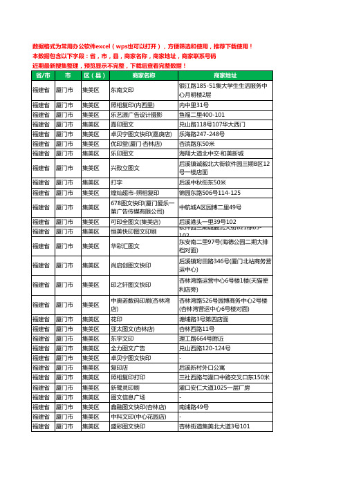 2020新版福建省厦门市集美区图文工商企业公司商家名录名单黄页联系电话号码地址大全65家