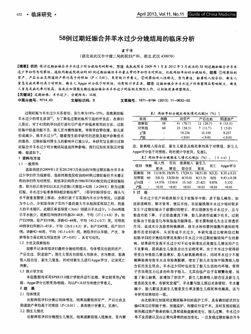 58例过期妊娠合并羊水过少分娩结局的临床分析