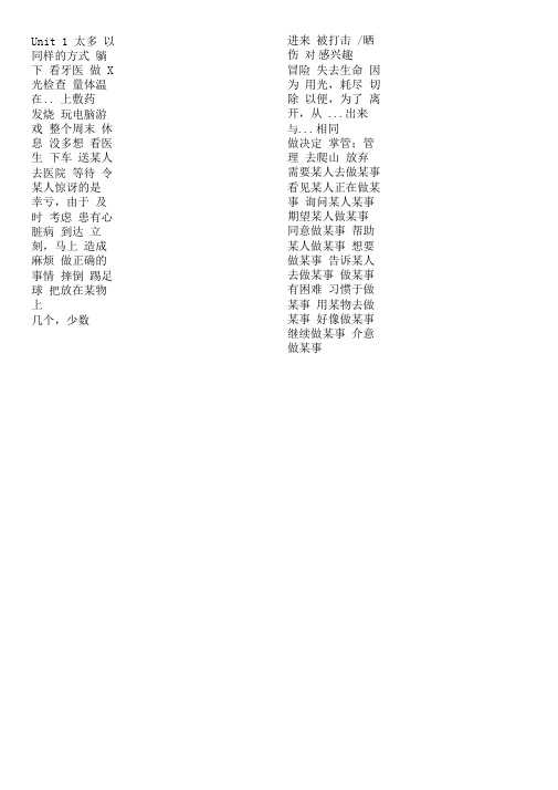 八年级下英语重点词组和句型(汉译英)