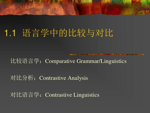 比较语言学 绪论