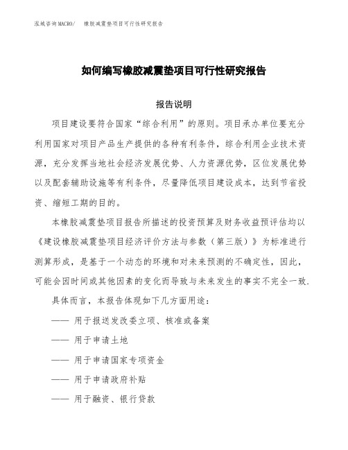 如何编写橡胶减震垫项目可行性研究报告