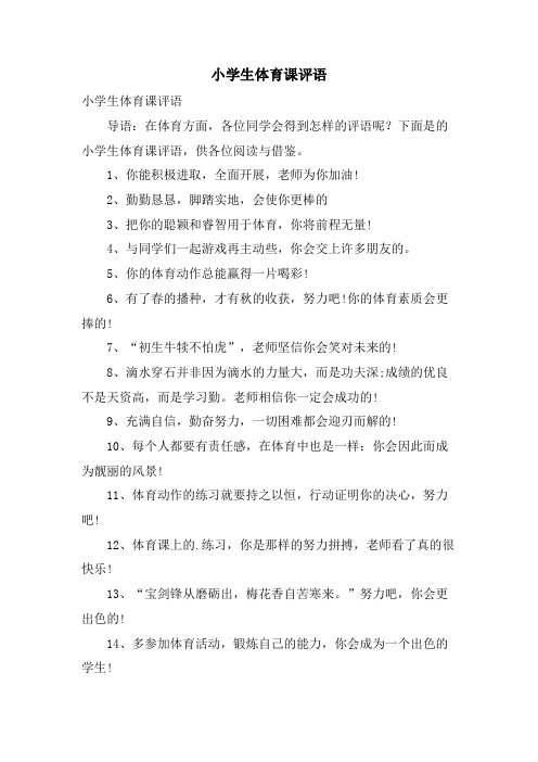 小学生体育课评语