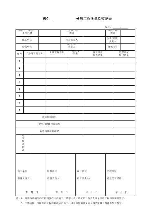 001-表G_分部工程质量验收记录(江苏)