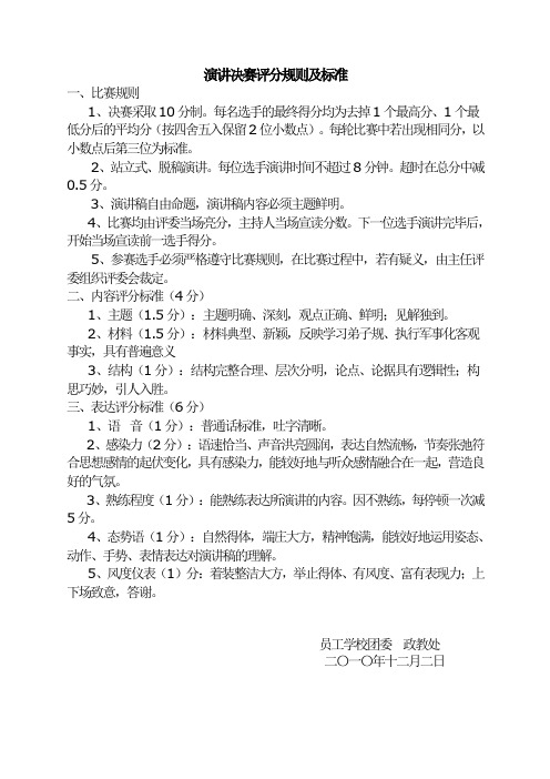 校园演讲比赛评分标准