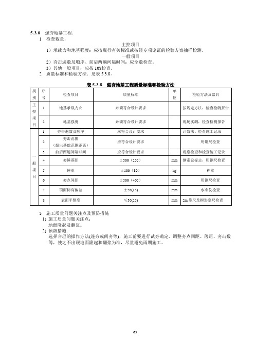 强夯地基工程质量标准和检验方法(电力隧道工程-地基与基础工程)