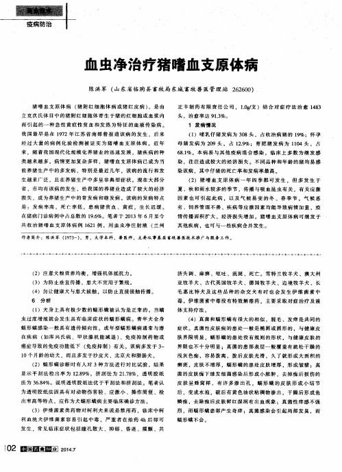 血虫净治疗猪嗜血支原体病-论文