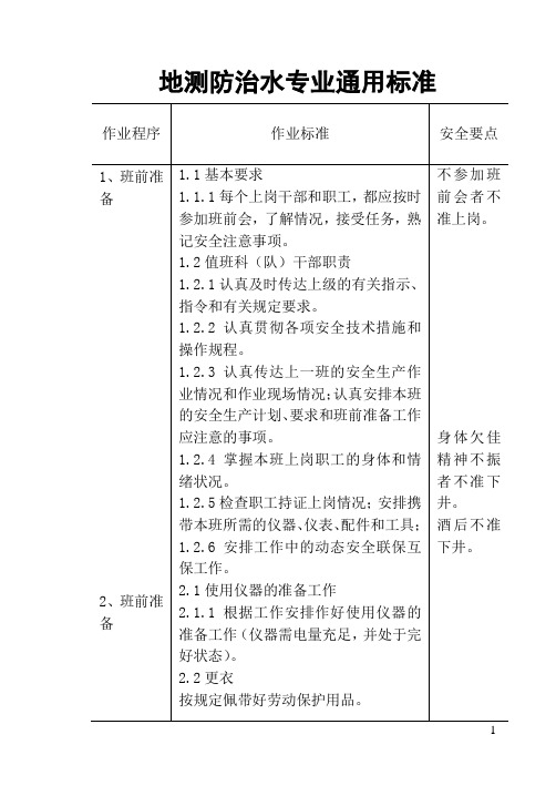地测防治水通用标准