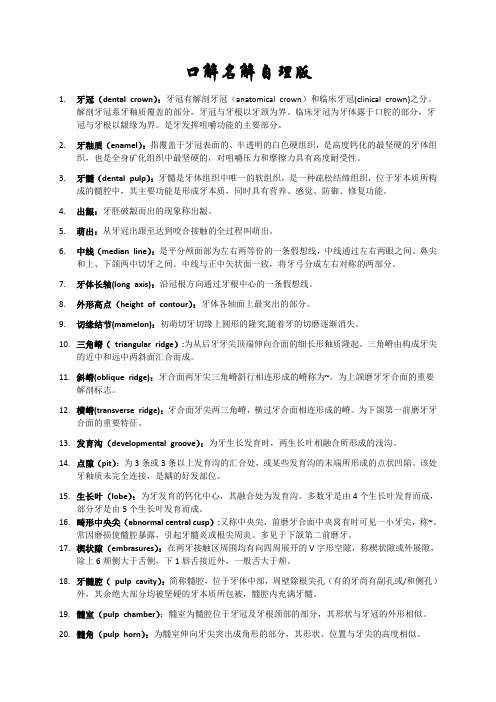 口腔解剖生理名解终版
