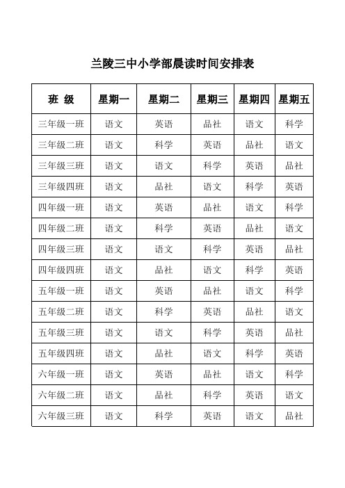 晨读时间安排表