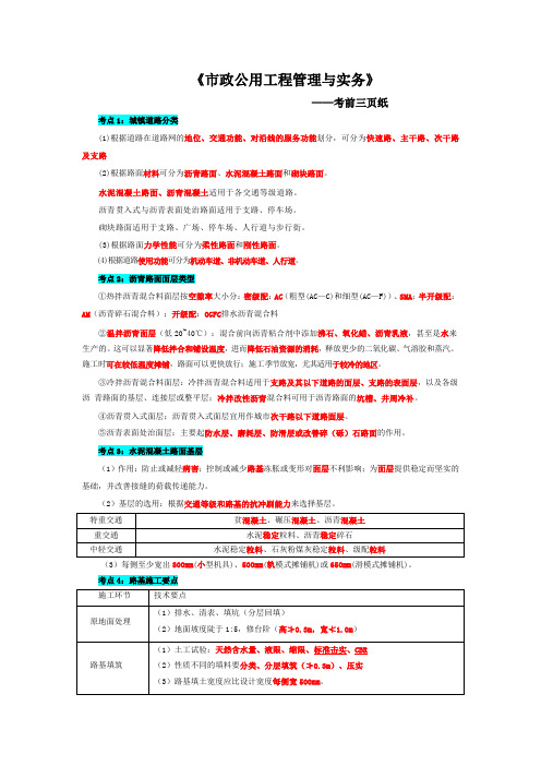 2024一建考前三页纸-市政