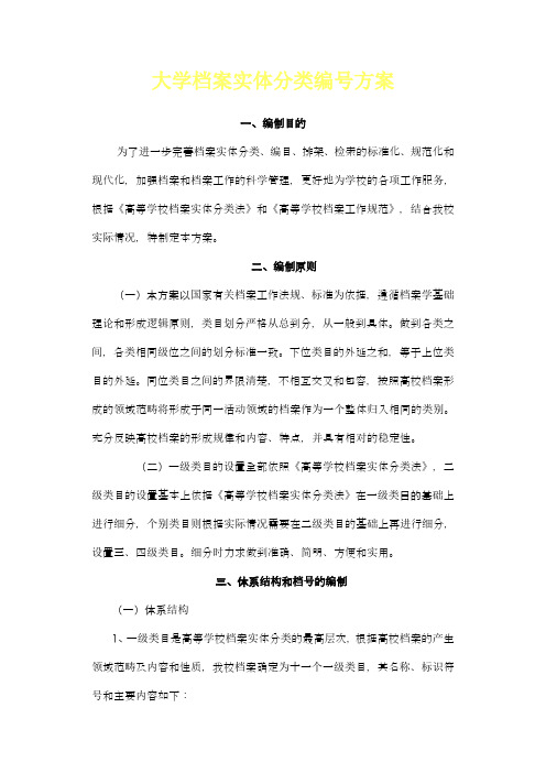 大学档案实体分类编号方案(WORD11页)