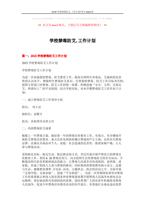 2019-学校禁毒防艾,工作计划-范文word版 (7页)