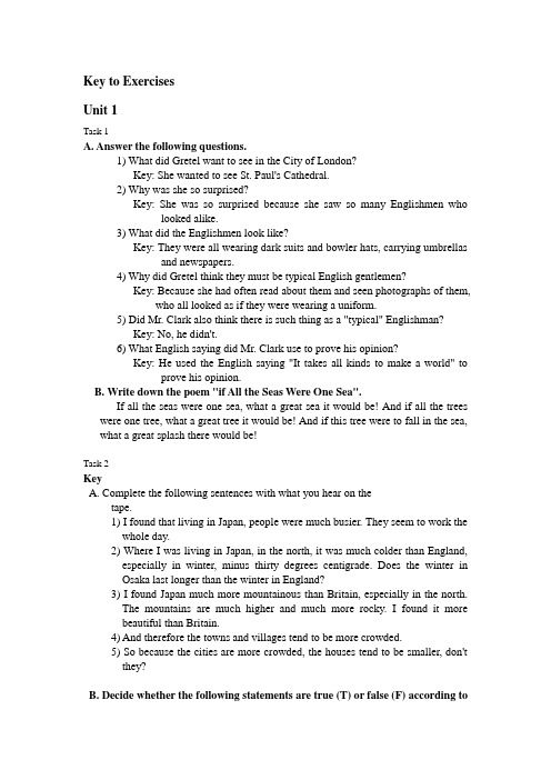 大学听力book1.unit 1.2答案