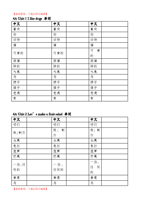 苏教版四年级上册英语单词(完整资料).doc