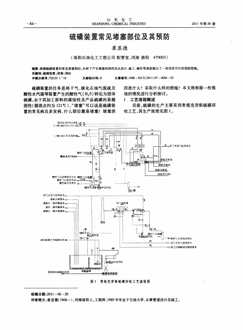 硫磺装置常见堵塞部位及其预防