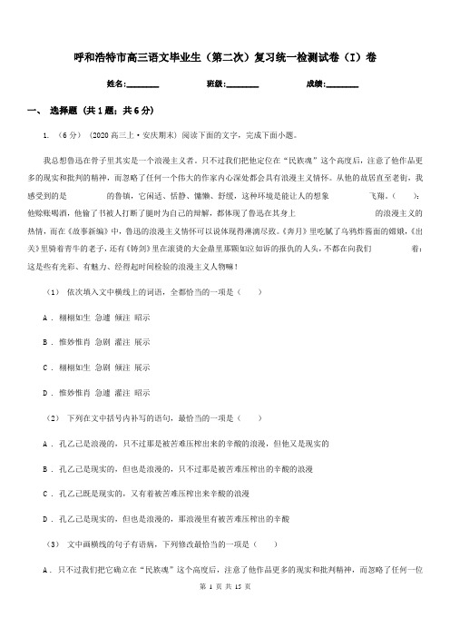呼和浩特市高三语文毕业生(第二次)复习统一检测试卷(I)卷