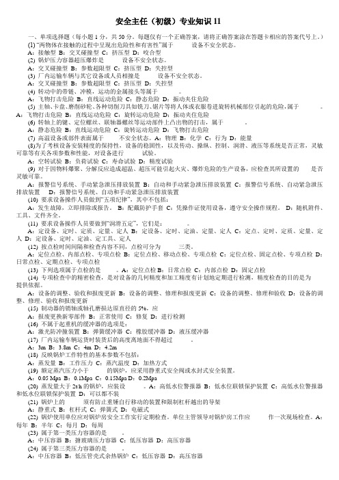 安全主任(初级)安全专业知识( 11 )