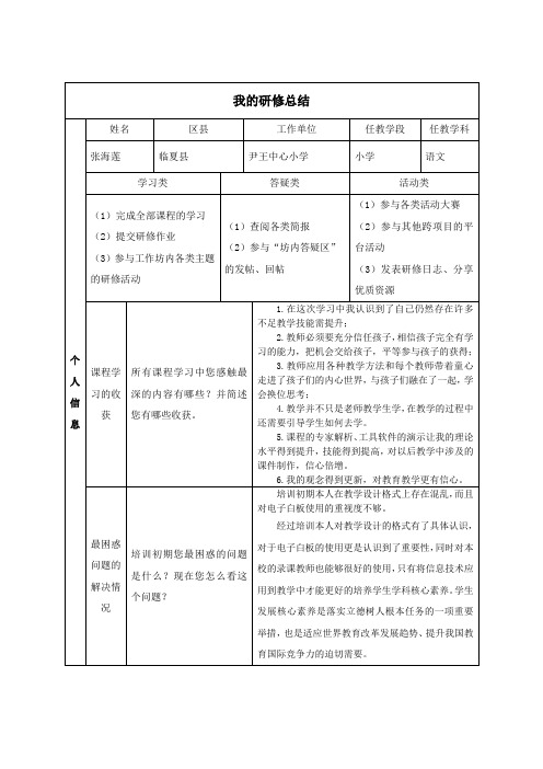 我的研修总结