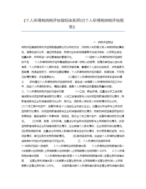 个人所得税纳税评估指标体系探讨个人所得税纳税评估报告demo