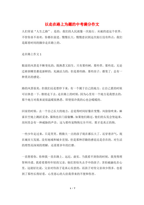 以走在路上为题的中考满分作文