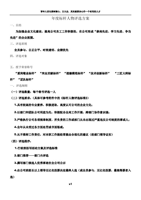 年度标杆评选方案