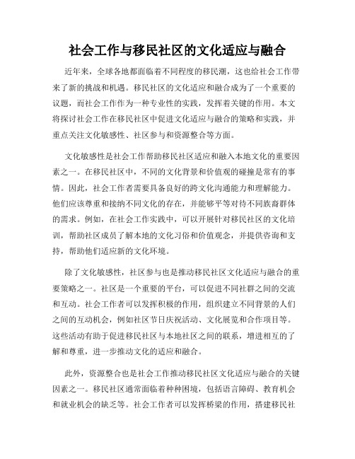 社会工作与移民社区的文化适应与融合