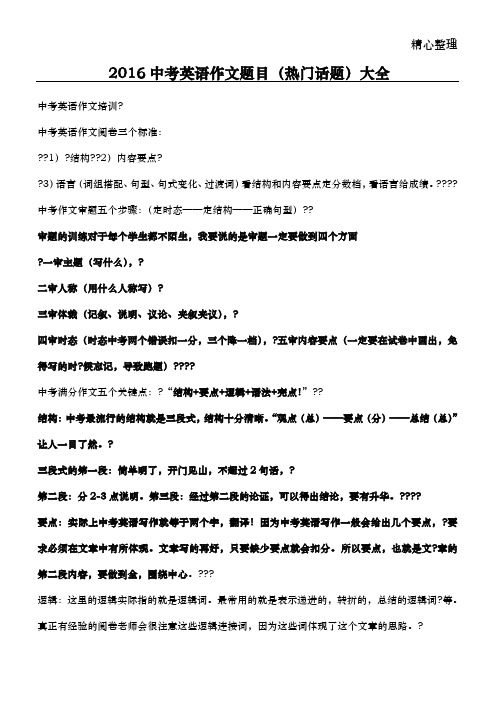 2016中考英语作文热点和训练