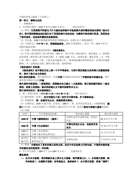 八年级上册历史复习提纲(带重点,笔记)