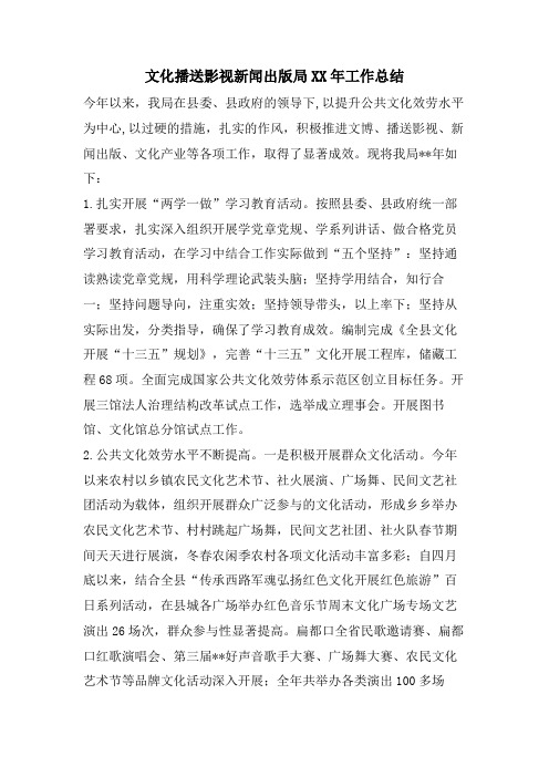 文化广播影视新闻出版局工作总结