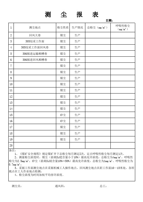 测尘报表样板