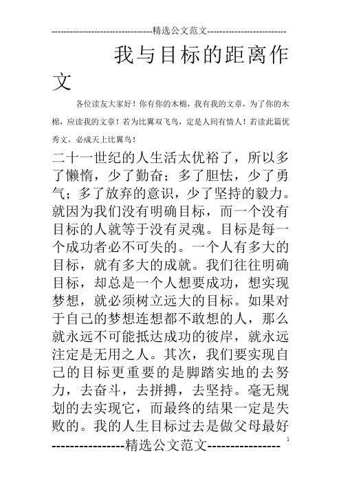 我与目标的距离作文