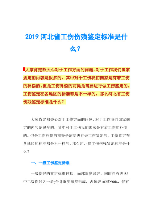 2019河北省工伤伤残鉴定标准是什么？